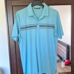 Like new men’s Travis Mathew teal striped golf polo size medium